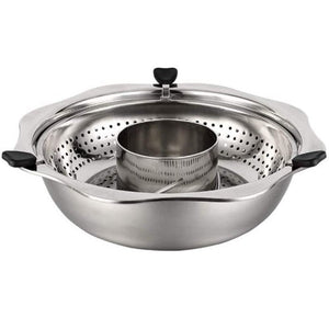 Home Hot Pot Stainless Steel w/  Lifting Drainage Basket Rotating function