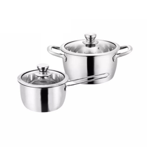 Stainless Steel Pot Combo 2 Pcs w/ 20cm Soup Pot &16cmSauce Pot