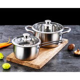 Stainless Steel Pot Combo 2 Pcs w/ 20cm Soup Pot &16cmSauce Pot