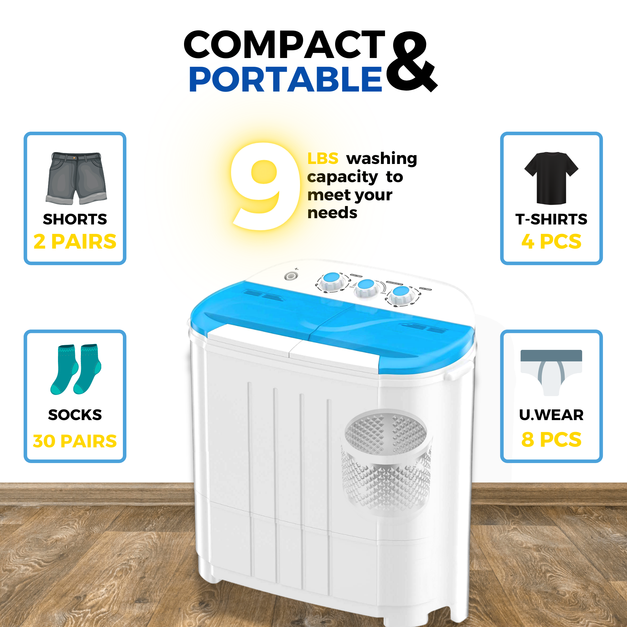 Intexca portable compact twin online tub capacity washing machine
